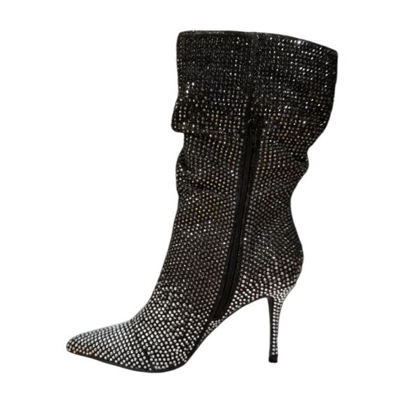 Thalia Sodi Raquell Slouch PointedToe Rhinestone Embellished  Boots NEW 8.5 - Picture 3 of 11